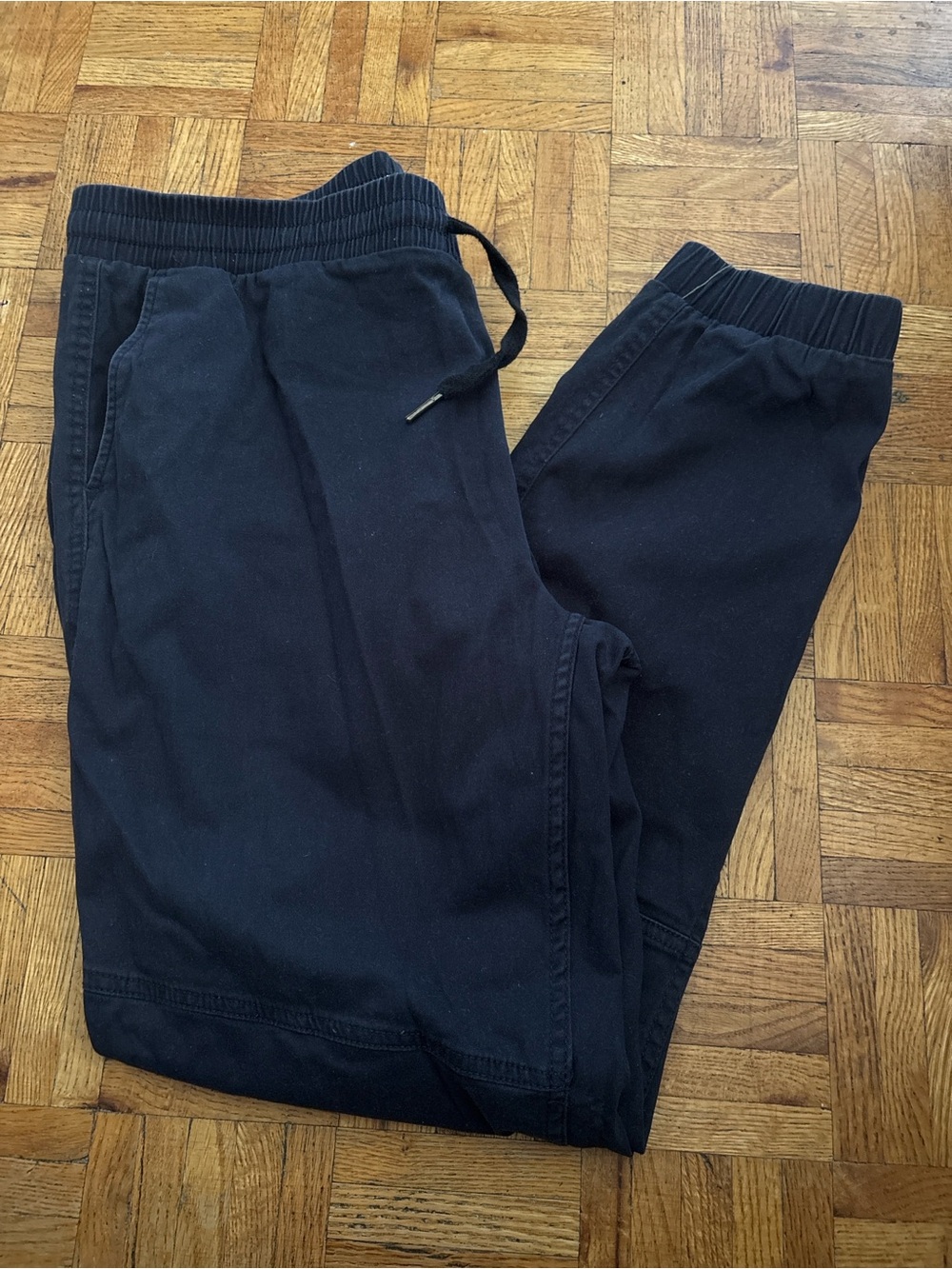 Men's Black Elastic Waist Jogger Pants with Drawstring